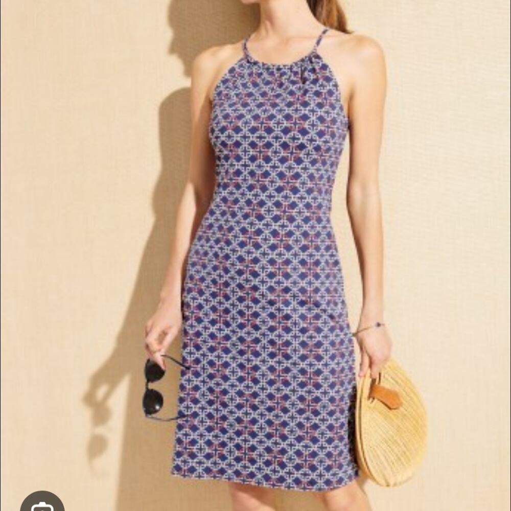 J. McLaughlin Navy Blue Patterned Mini Dress